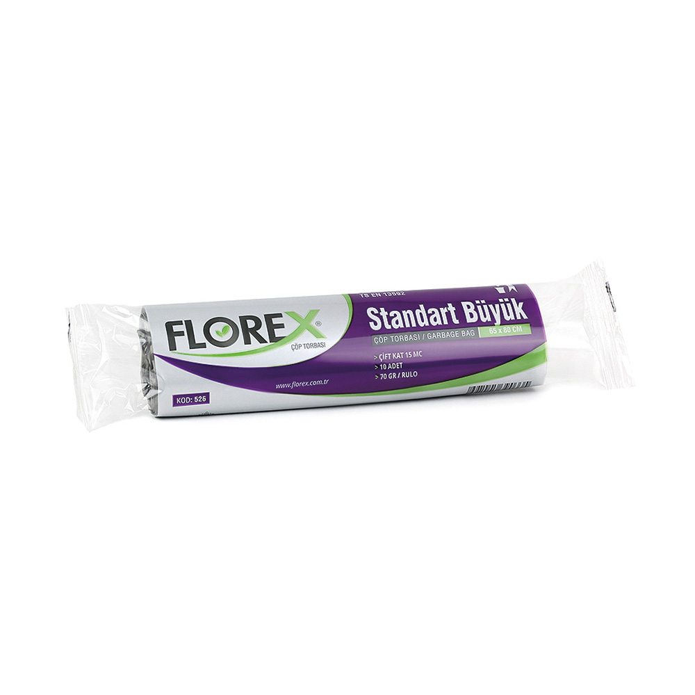 Florex Çöp Poşeti Standart Büyük Boy 65x80 cm 10'lu Siyah