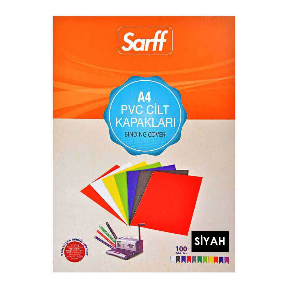 Sarff Cilt Kapağı A4 160 mic PVC 100'lü Opak Siyah 