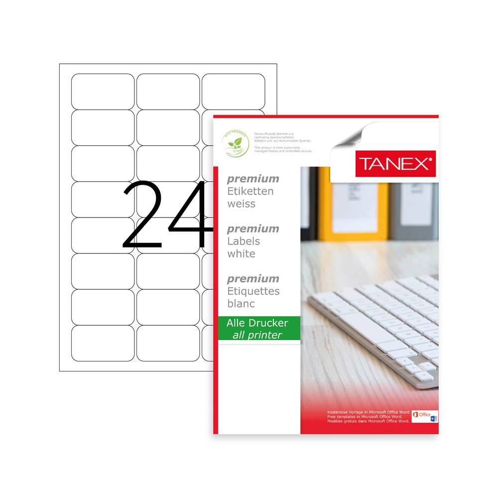 Tanex Laser Etiket 64x34 mm TW-2024
